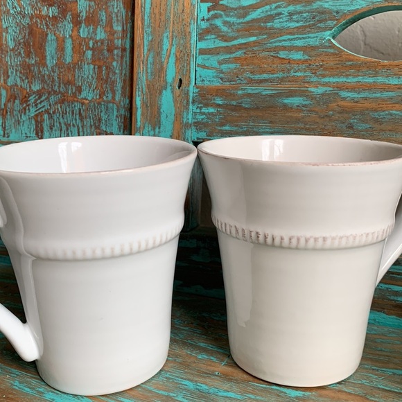 Pottery Barn Gabrielle Coffee Mugs Set of 2 Made in Portugal Neutral - Picture 8 of 8